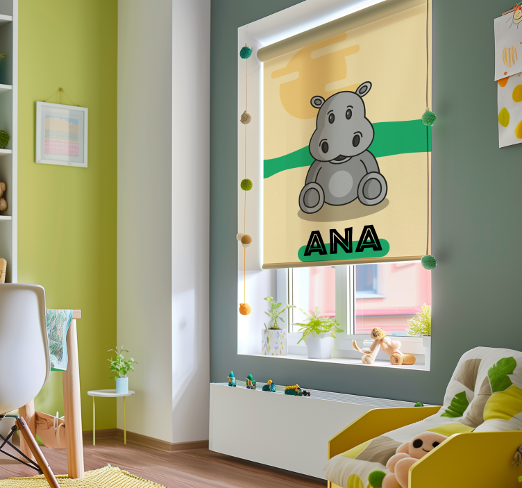 Customizable Hippo animal roller blind - TenStickers