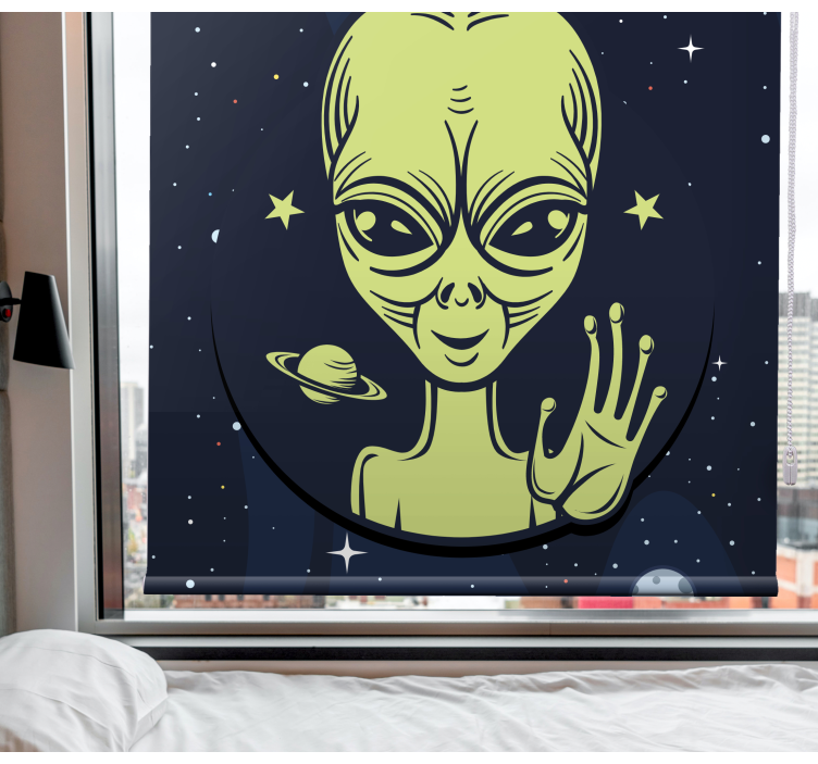 Cute alien waving original roller blind - TenStickers