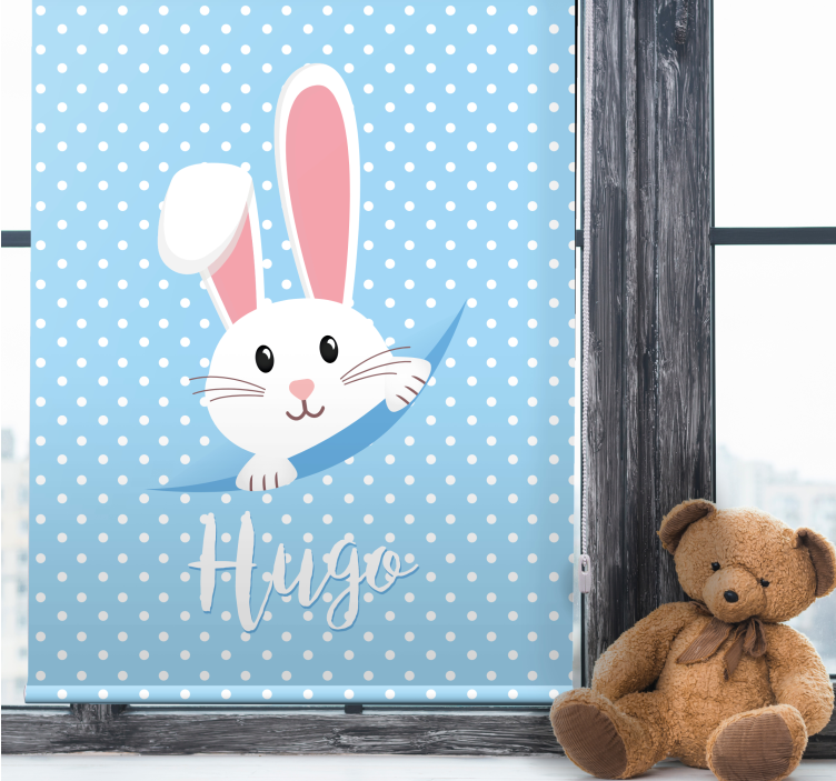 White bunny with name nursery roller blind - TenStickers