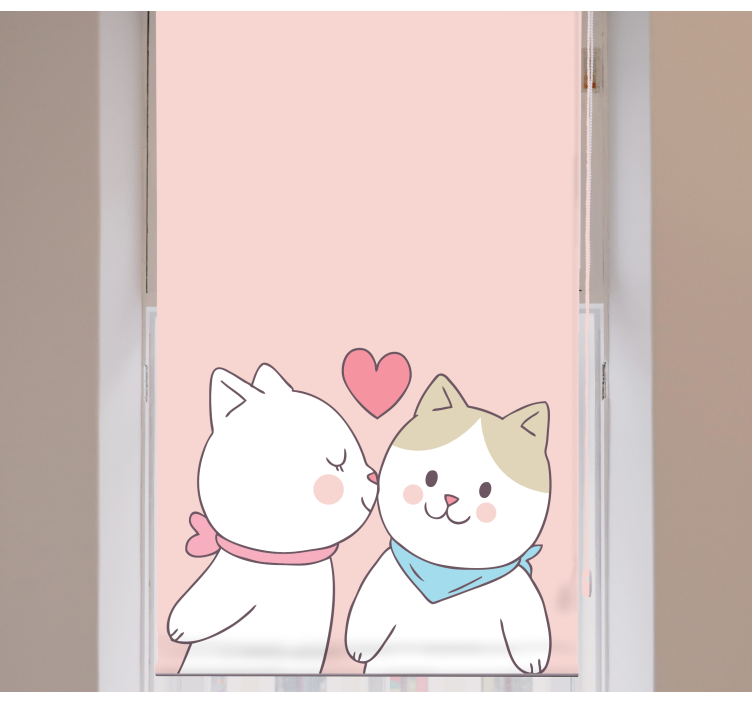 Cute Cat Couple animal roller blind - TenStickers