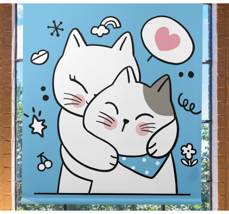 Cute Cat Embrace animal roller blind - TenStickers