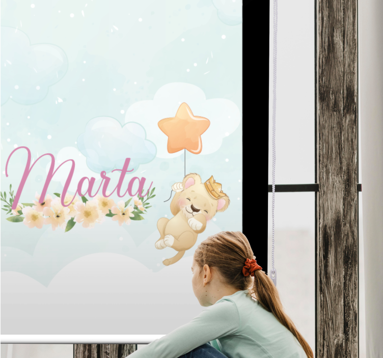 Bby lion with star and name nursery roller blind - TenStickers