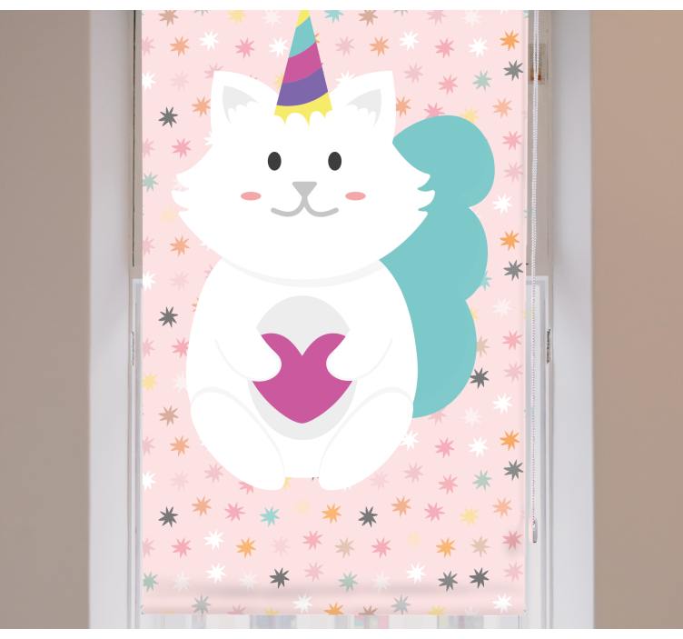 CUTE WHITE CAT animal roller blind - TenStickers