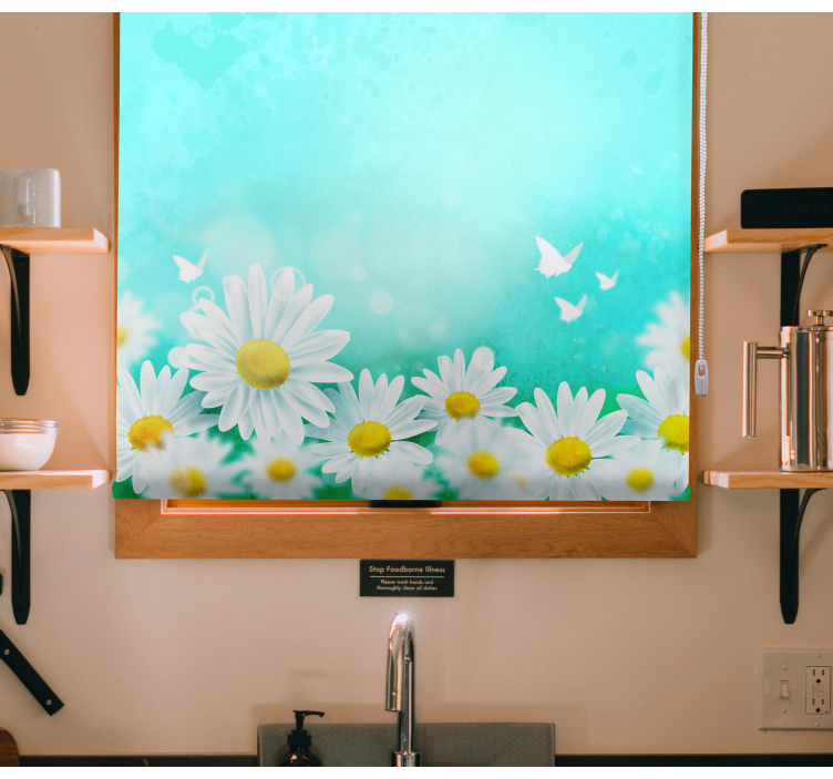 Daisies with Butterflies flowers and plants roller blind - TenStickers