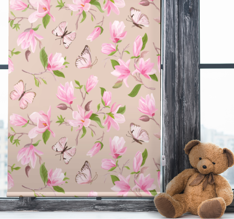 Delicate Floral Butterflies flowers and plants roller blind - TenStickers