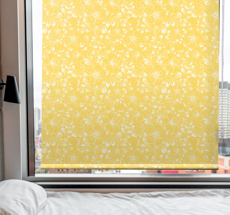 Delicate yellow motif flower roller blind - TenStickers