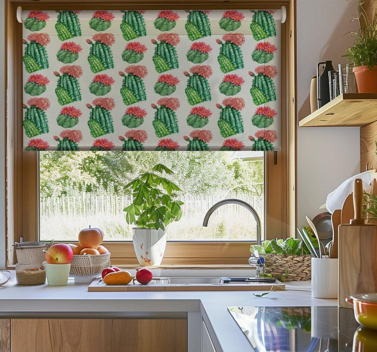 Desert floral cactus roller blind - TenStickers