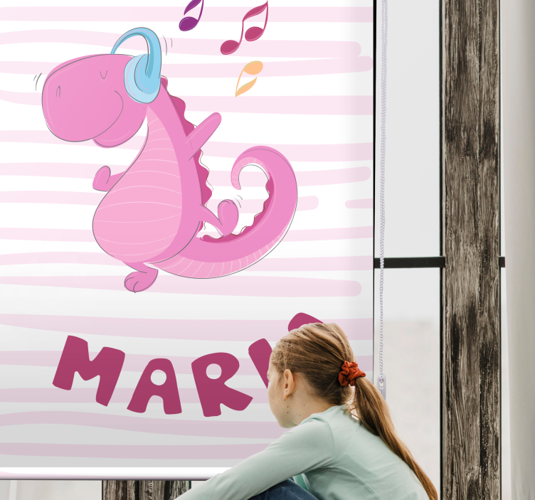 Dinosaur roller blind sweet dinosaur with name - TenStickers