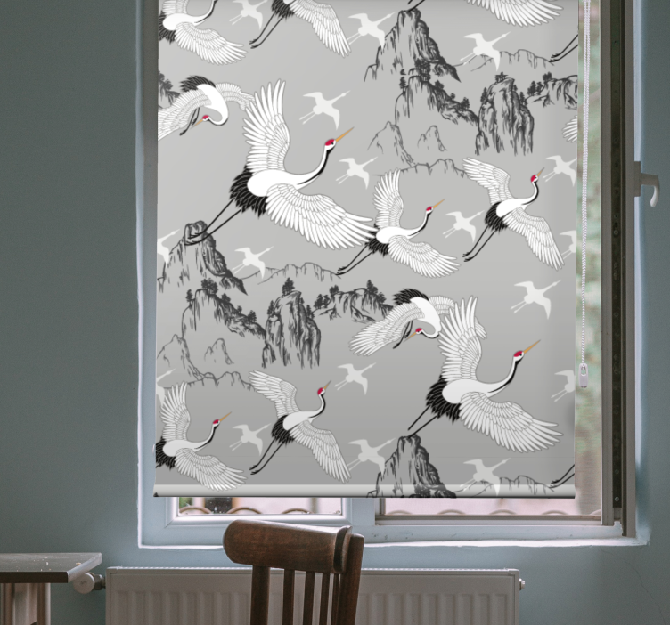 Elegant cranes and peaks animal roller blind - TenStickers