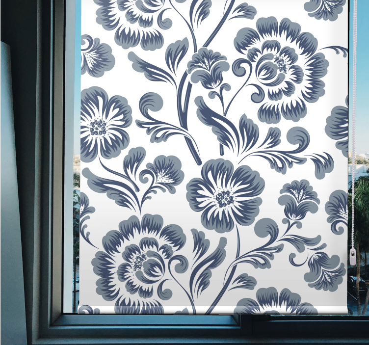 Elegant gray patterns flower roller blind - TenStickers