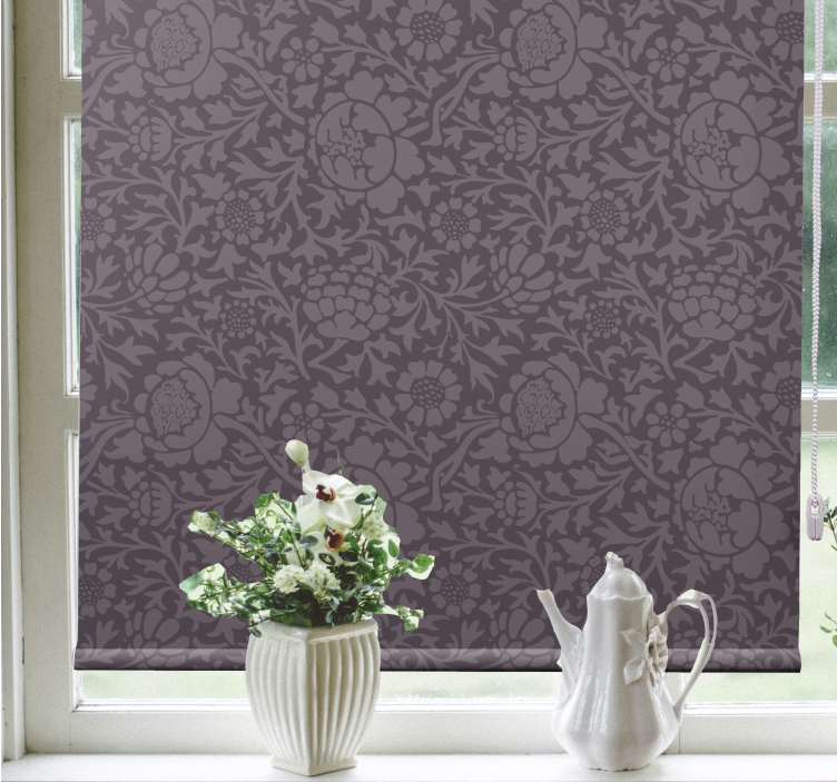 Elegant grey pattern flower roller blind - TenStickers