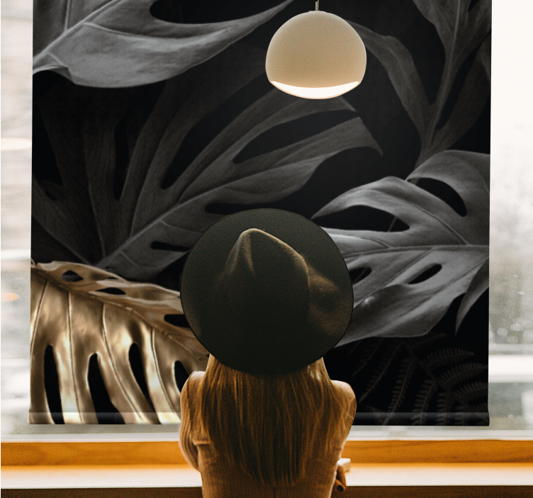 Big tropical leaves elegant roller blind - TenStickers