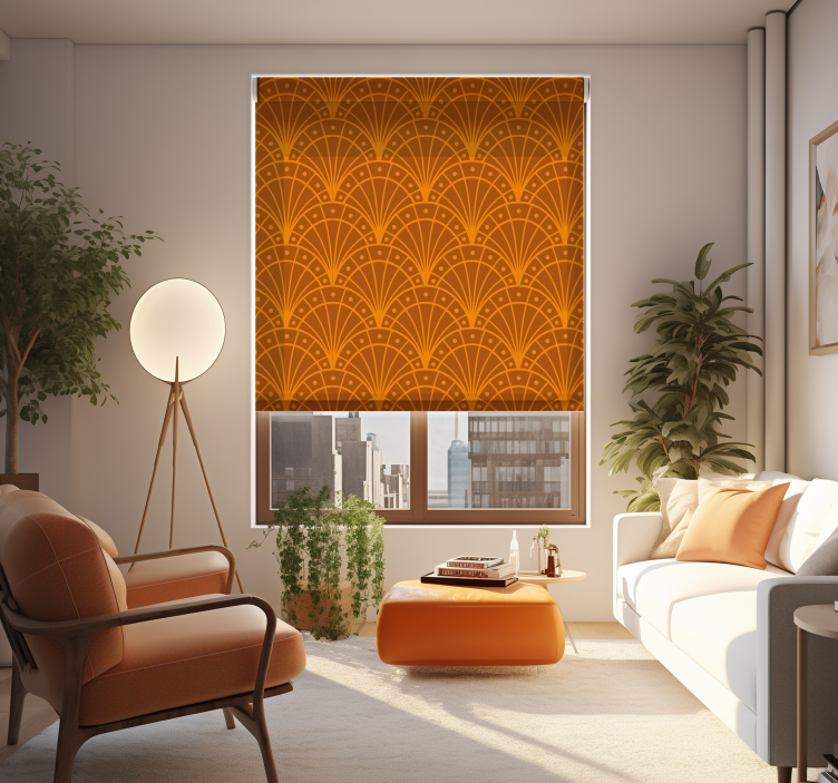 Elegant Orange Art Deco Living Room Blind - TenStickers