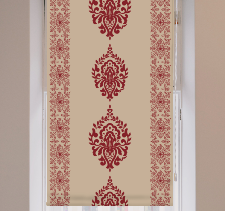 Elegant roller blind with red floral patterns - TenStickers