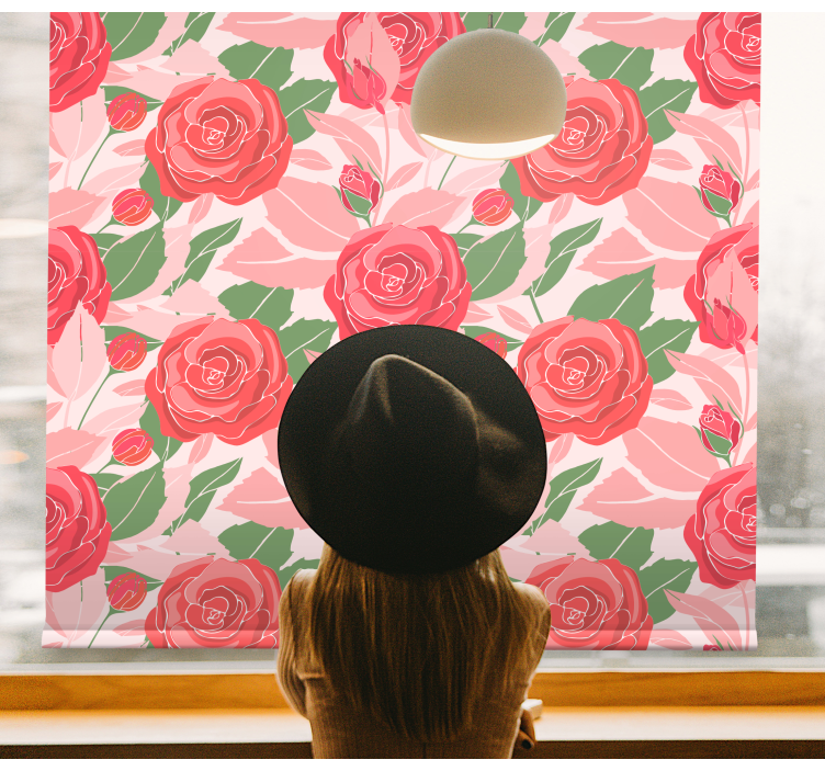 Elegant Rose Pattern flowers and plants roller blind - TenStickers