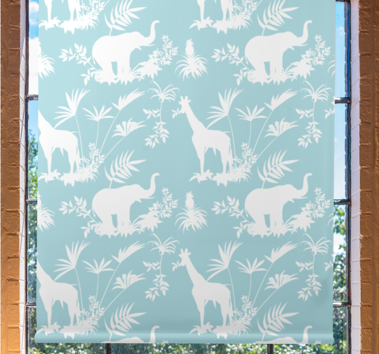 ELEPHANTS AND GIRAFFES animal roller blind - TenStickers