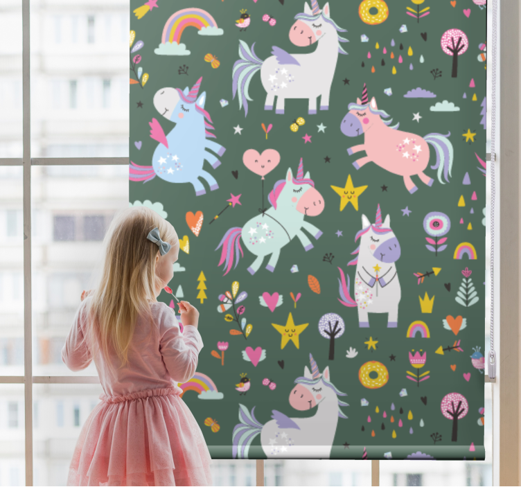 Fantasy Unicorn Patterns animal roller blind - TenStickers