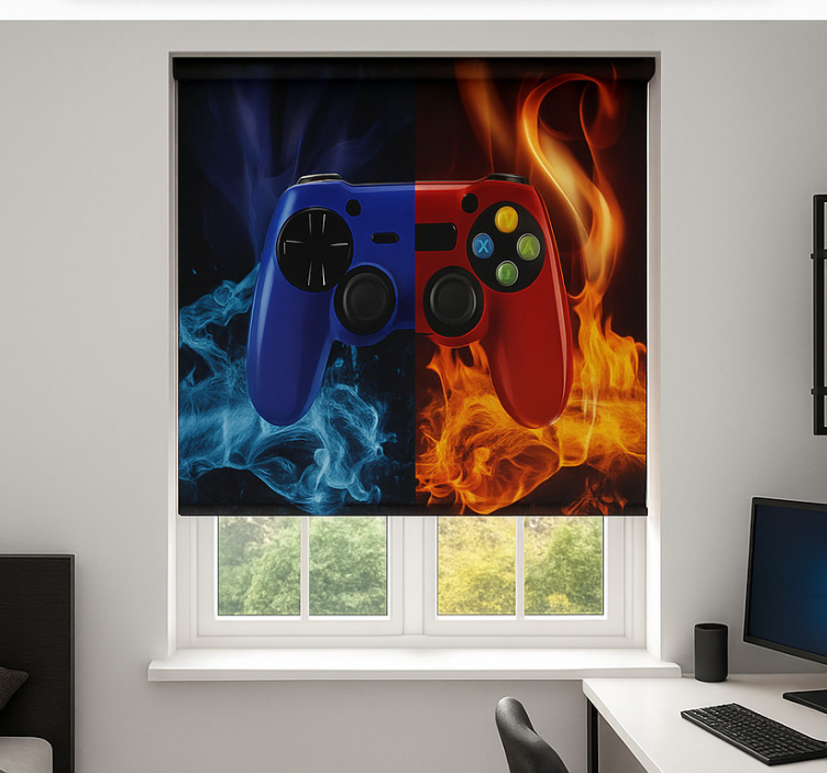 Fire and ice console  geek roller blind - TenStickers