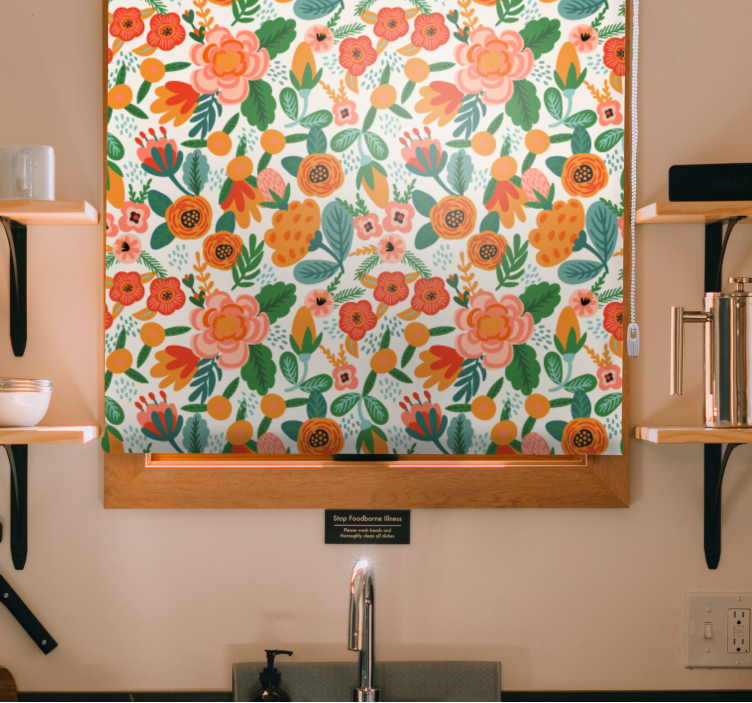 Floral Arrangement Design flowers and plants roller blind - TenStickers