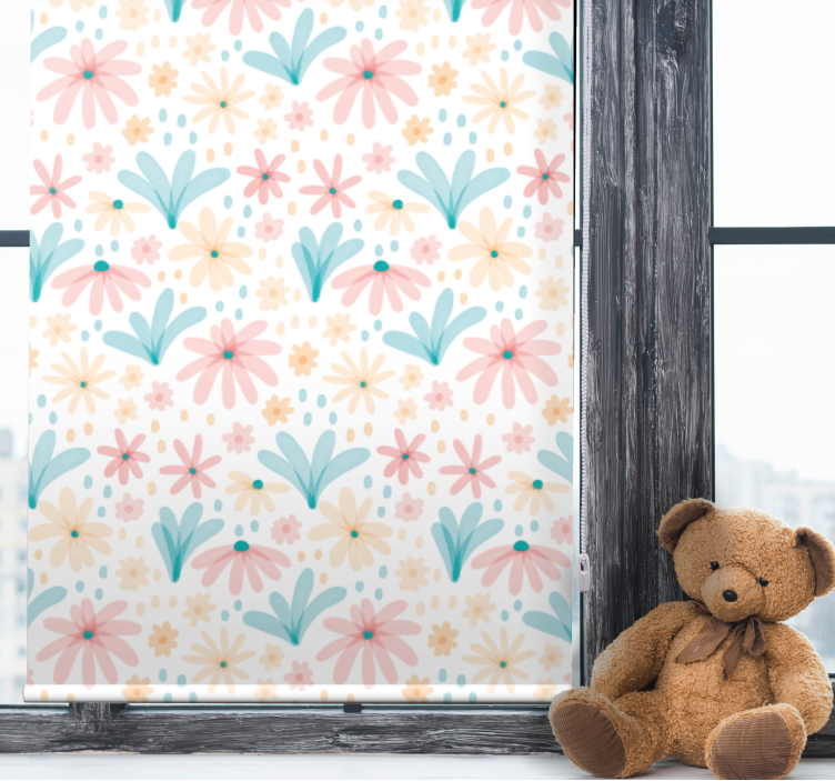 Floral Daisies Pattern flowers and plants roller blind - TenStickers