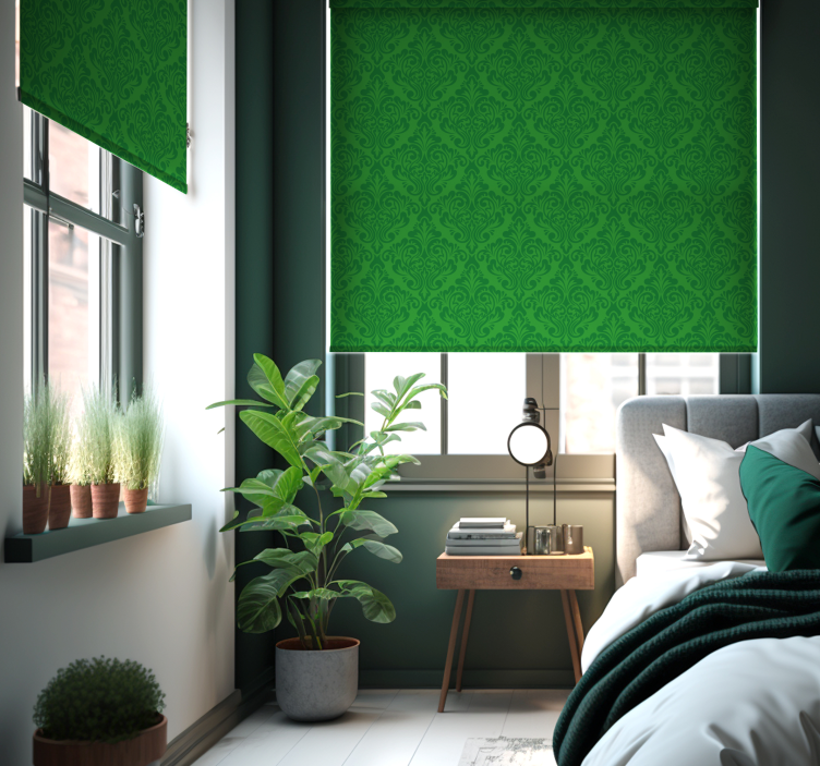 Floral damask Green blind - TenStickers