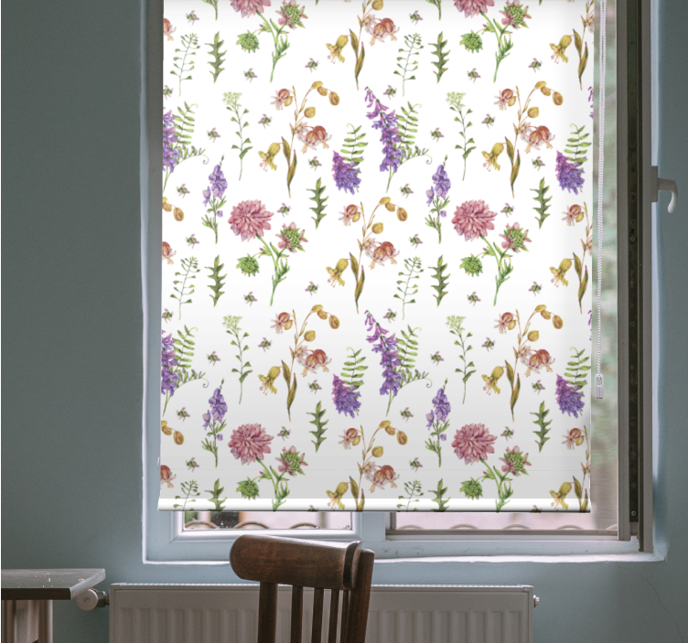Floral Garden Theme flowers and plants roller blind - TenStickers