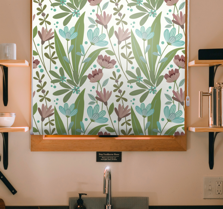 Floral Leaf Patterns flowers and plants roller blind - TenStickers