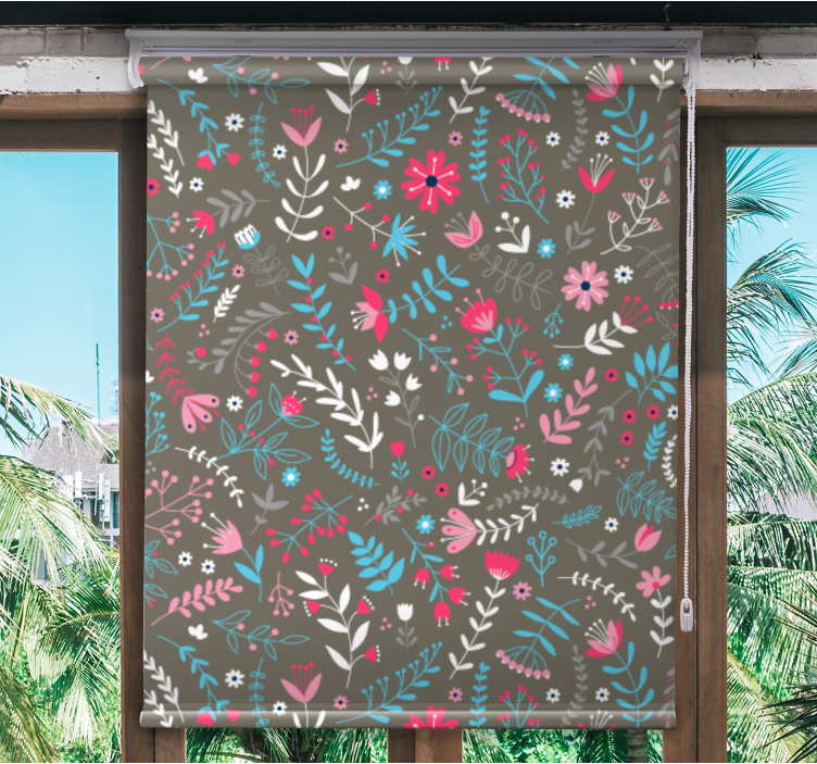 Colorful ditsy motif flowers and plants roller blind - TenStickers