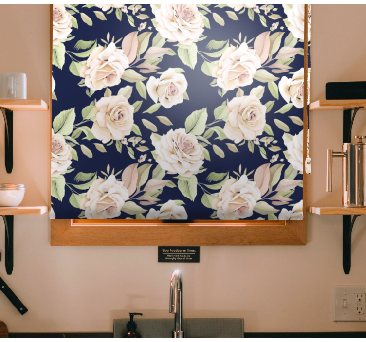 Floral Rose Pattern flowers and plants roller blind - TenStickers