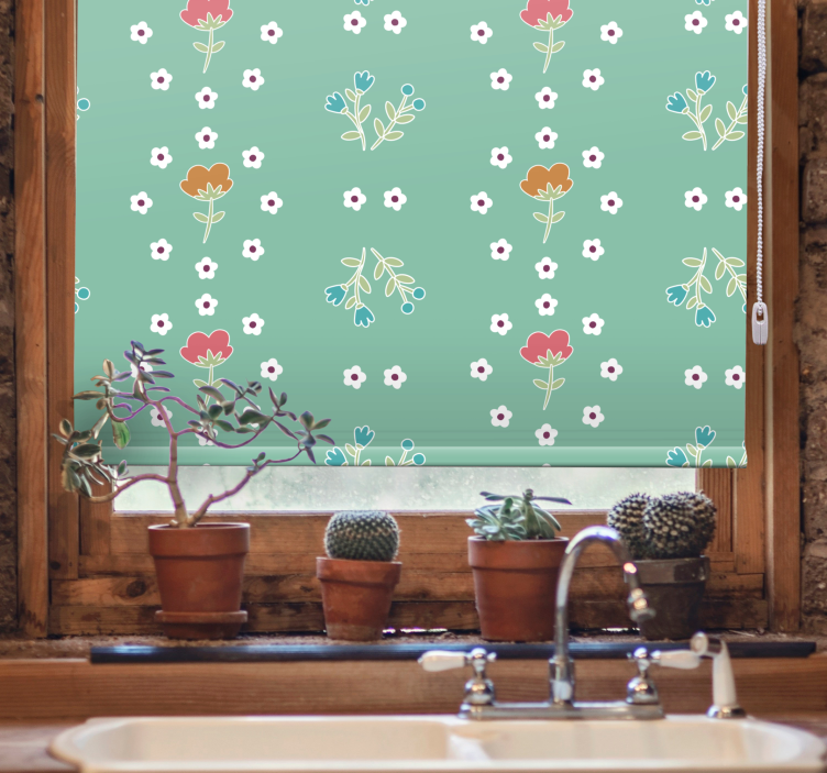 Turquoise theme composition flower roller blind - TenStickers