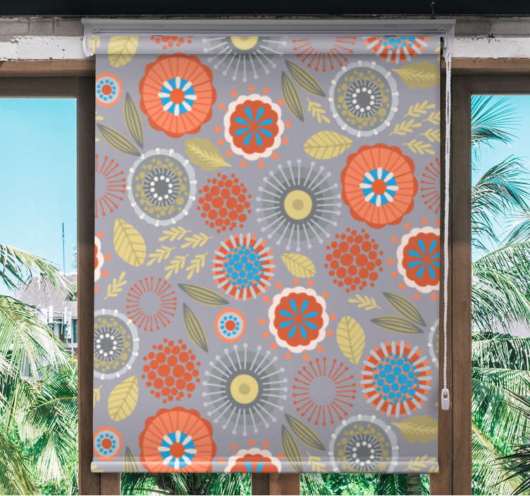 Flowers and plants roller blind bright floral design - TenStickers