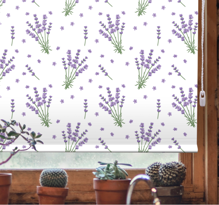 Flowers and plants roller blind lavender floral design - TenStickers