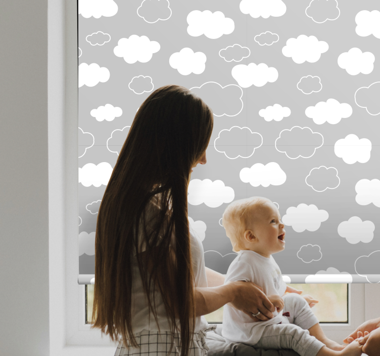 Fluffy gray pattern cloud roller blind - TenStickers