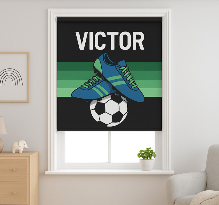 Football boots with name children room roller blind - TenStickers