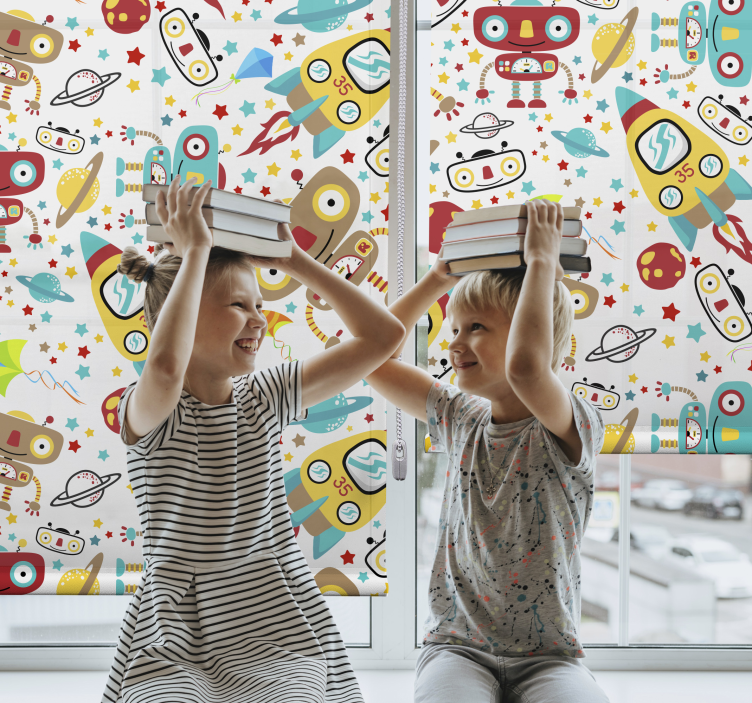 Futuristic with robots theme Childrens blind - TenStickers