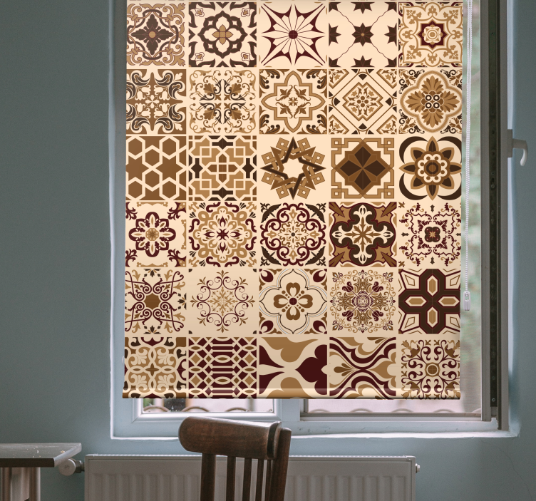 Geometric beige tiles roller blind - TenStickers
