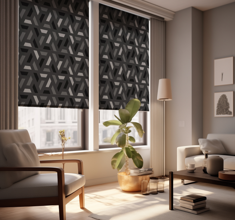 Geometric triangles black tones blind - TenStickers
