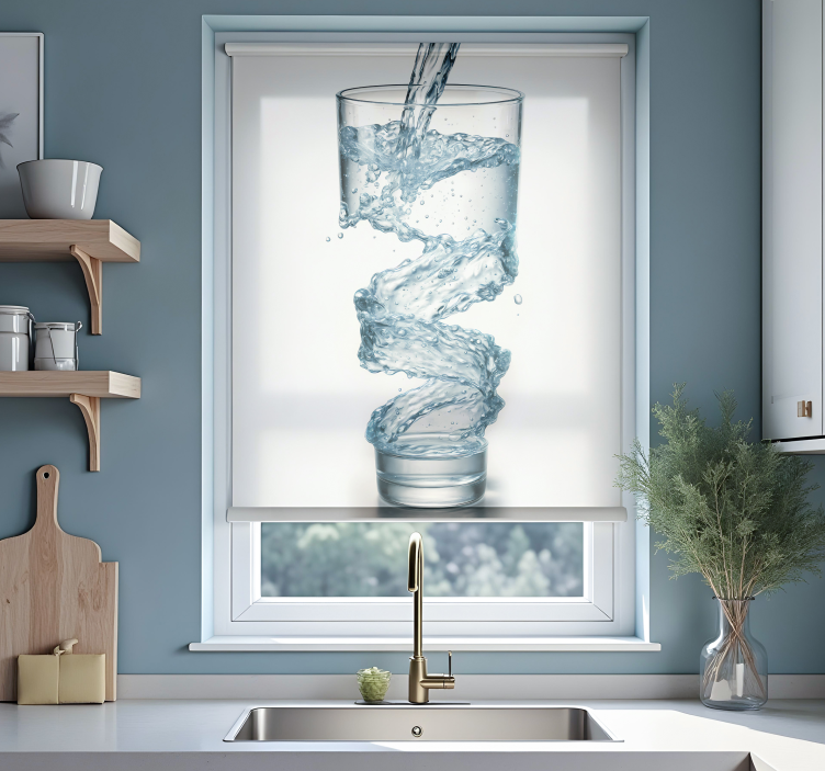 Glass of water  kitchen roller blind - TenStickers
