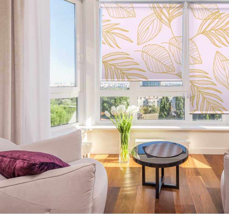 Golden "Boho" leaves pattern plant blind - TenStickers