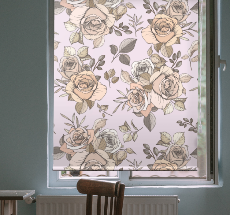 Graceful Rose Motif flower roller blind - TenStickers