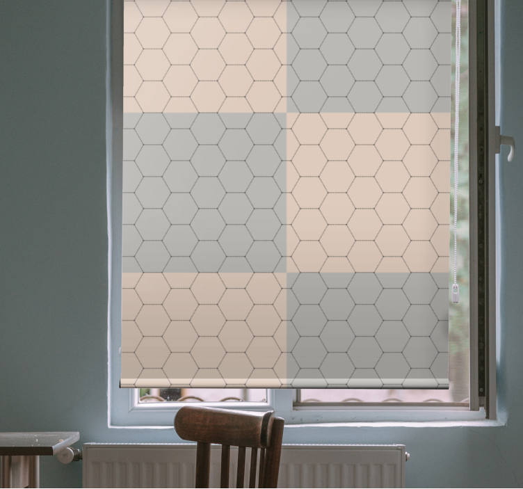 Gray and beige hexagons Bathroom blind - TenStickers