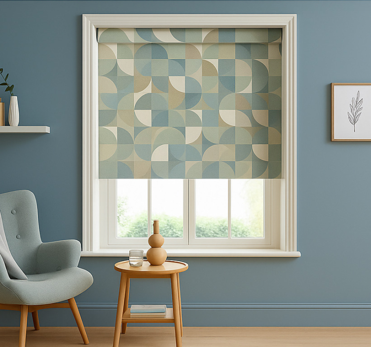 Green abstract forms modern roller blind - TenStickers