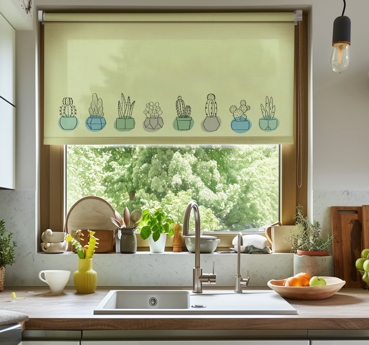 Green periwinkle cactus roller blind - TenStickers
