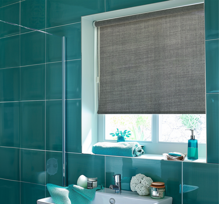 Grey linen imitation bathroom roller blind - TenStickers