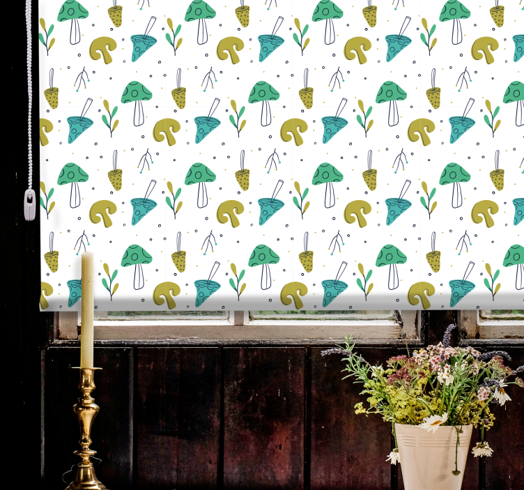 Light blue mushroom pattern Kitchen blind - TenStickers