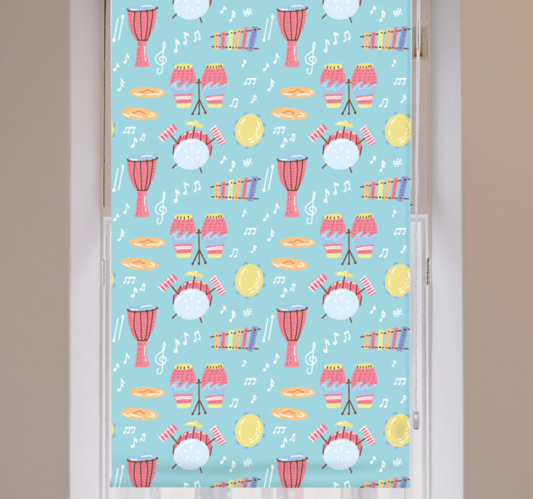 Hand drawn musical drums pattern room blind - TenStickers