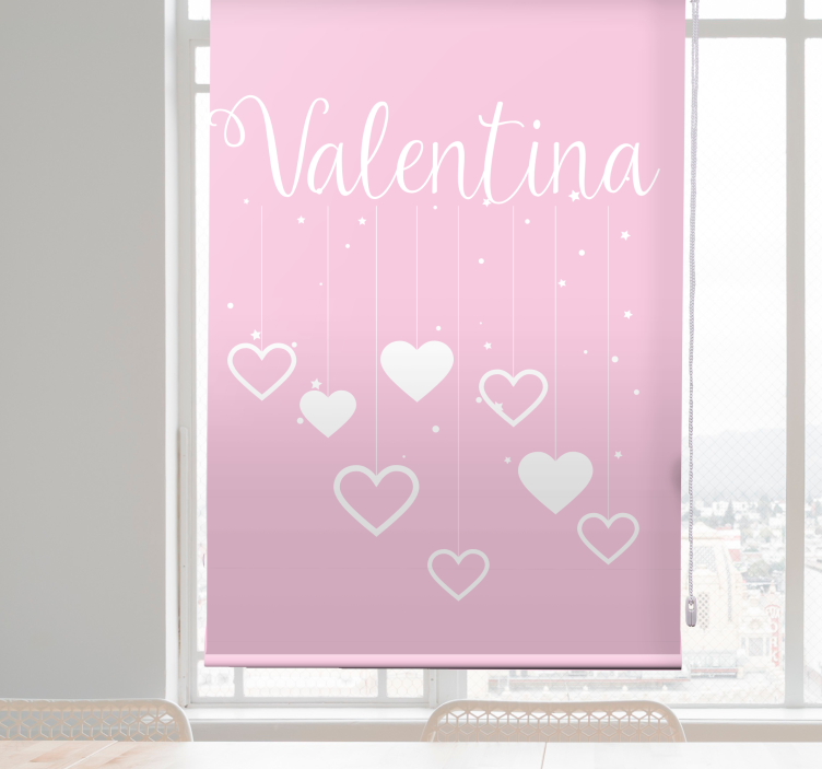Hanging hearts with name teenage bedroom roller blind - TenStickers