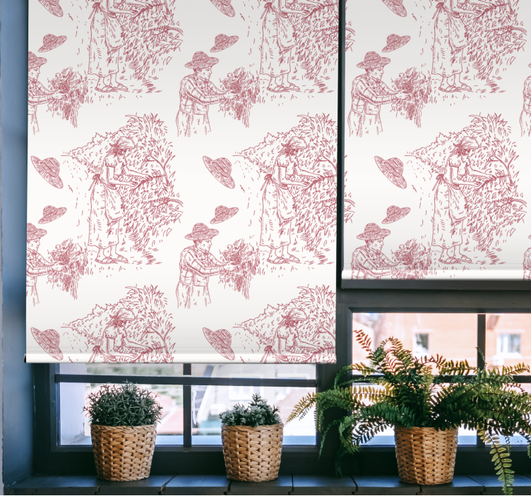Harvest Scene Illustration flowers and plants roller blind - TenStickers