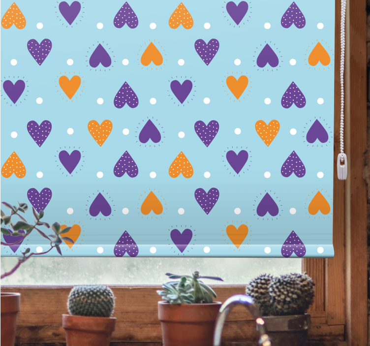 Blue heart pattern romantic roller blind - TenStickers