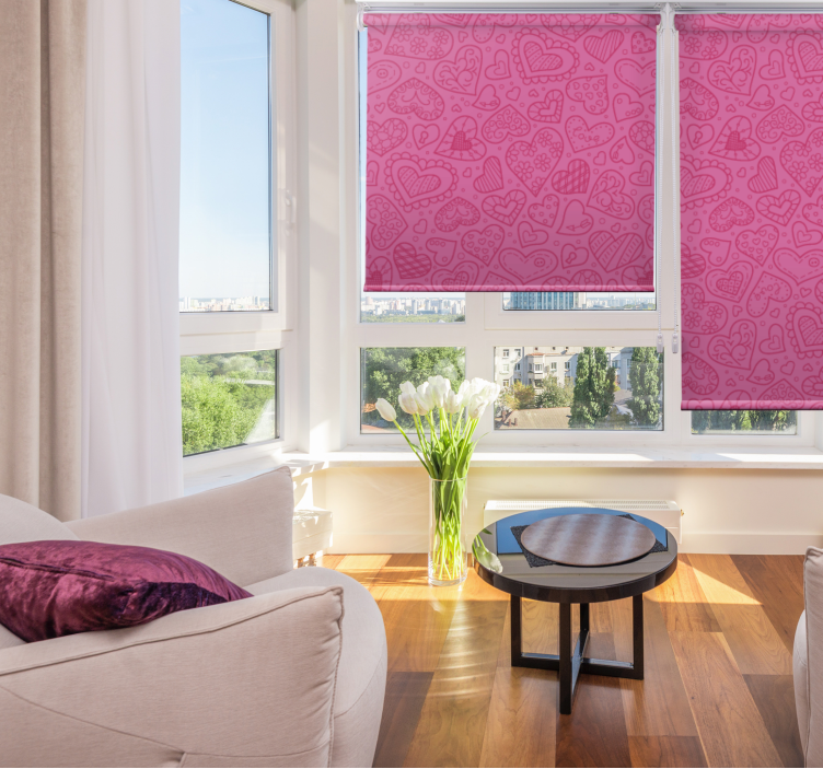 Pink hearts patterned romantic roller blind - TenStickers